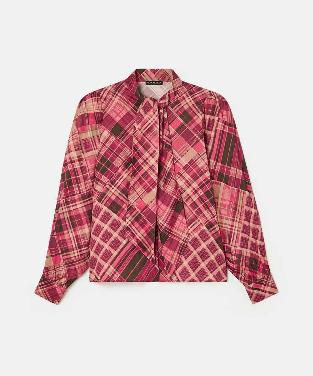 VZBAD13450 TARA JARMON(タラ ジャーモン) スコティッシュチェックプリントブラウス ピンク