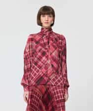 VZBAD13450 TARA JARMON(タラ ジャーモン) スコティッシュチェックプリントブラウス ピンク