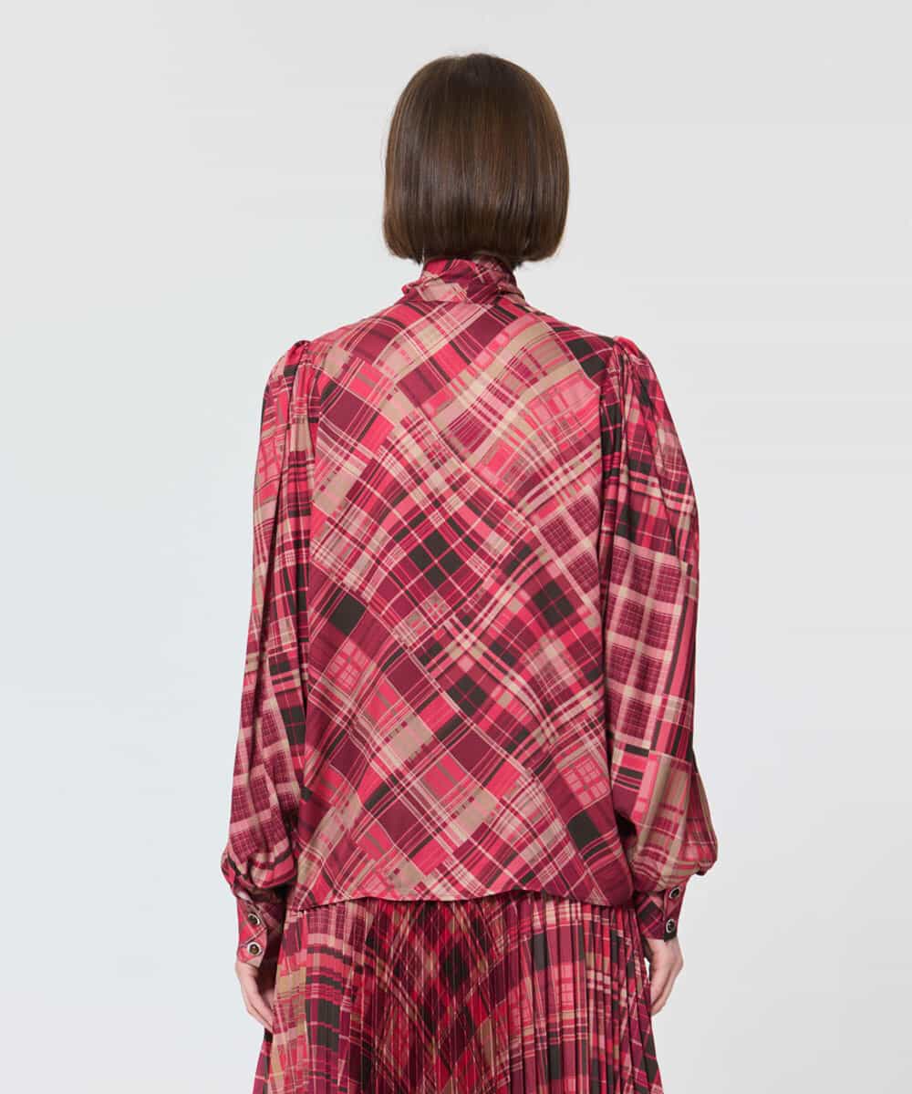 VZBAD13450 TARA JARMON(タラ ジャーモン) スコティッシュチェックプリントブラウス ピンク