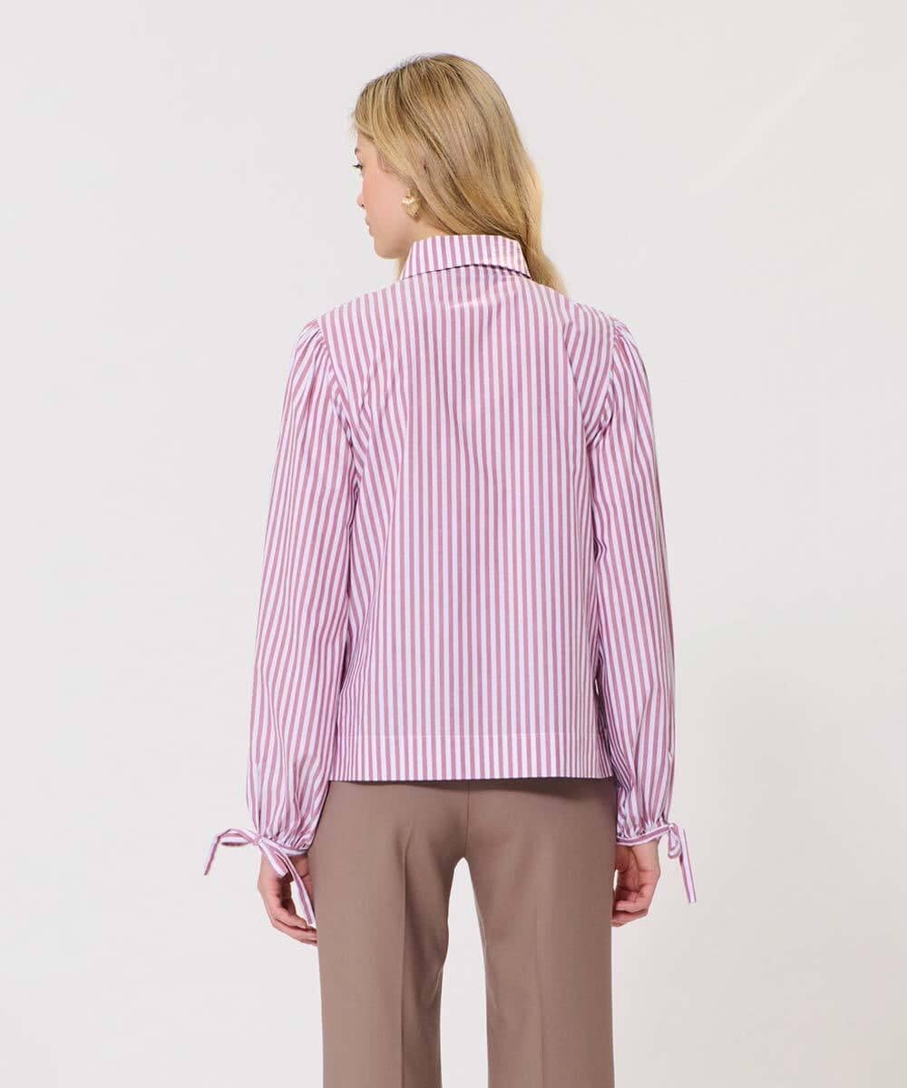 VZBAD15330 TARA JARMON(タラ ジャーモン) ワイドストライプブラウス ピンク