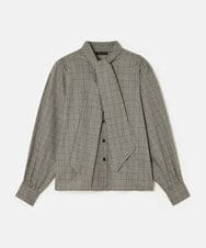 VZBAD22380 TARA JARMON(タラ ジャーモン) 【メディア着用】パッチワークヴィシーチェックブラウス ブラック