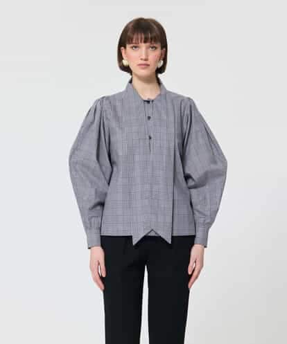 VZBAD22380 TARA JARMON パッチワークヴィシーチェックブラウス