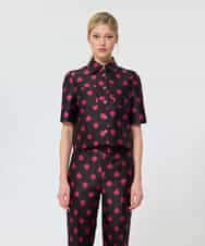 VZBAD26550 TARA JARMON(タラ ジャーモン) ポルカハートサテンブラウス ブラック