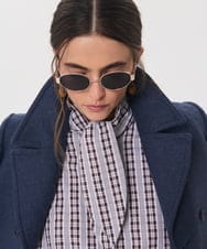 VZBAG01410 TARA JARMON(タラ ジャーモン) ストライプチェックミックスブラウス トンカ