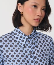 VZBAG06470 TARA JARMON(タラ ジャーモン) グラフィックブルームプリントシャツ ライトブルー