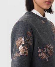 VZBAG09500 TARA JARMON(タラ ジャーモン) エンブロイダリーフランネルブラウス グレー