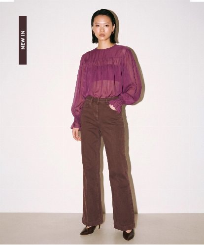 VZBAG18540 TARA JARMON シアークレープギャザーブラウス