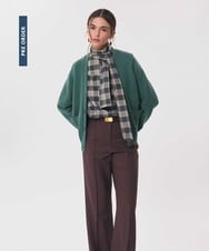 VZBAG19410 TARA JARMON(タラ ジャーモン) グリーンブラッシュドチェックブラウス カーキ