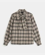 VZBAG19410 TARA JARMON(タラ ジャーモン) グリーンブラッシュドチェックブラウス カーキ