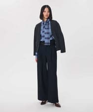 VZBAG20370 TARA JARMON(タラ ジャーモン) チェックボウタイポプリンシャツ ネイビーブルー