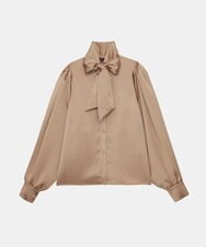 VZBAX08340 TARA JARMON(タラ ジャーモン) 【メディア着用】Fluid satin blouse ライトブラウン