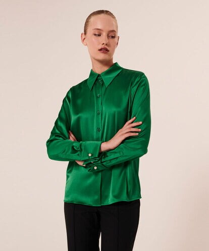 VZBAX29340 TARA JARMON Satin crepe blouse