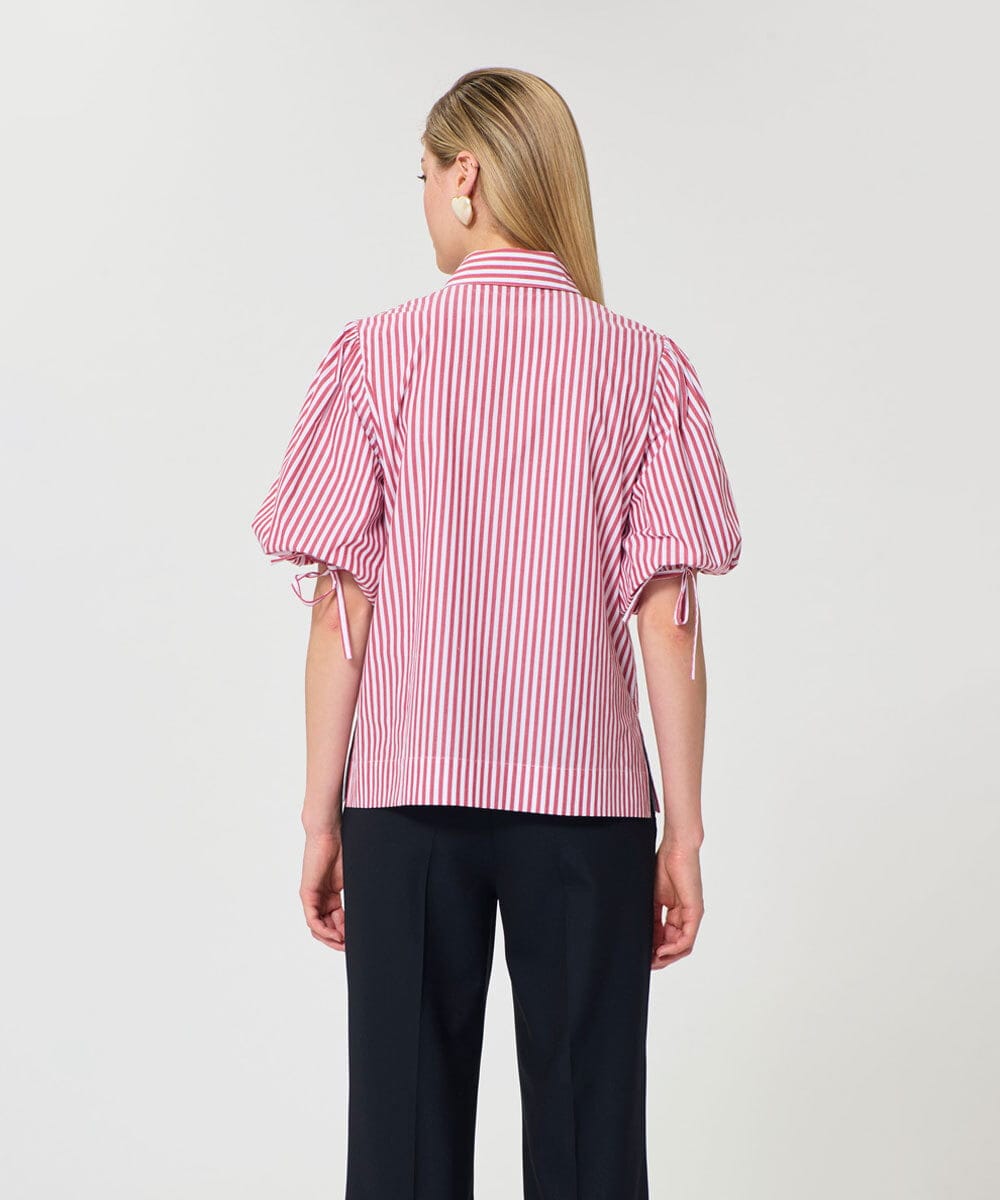VZBGD02340 TARA JARMON(タラ ジャーモン) ワイドストライプブラウス レッド