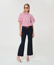 VZBGD02340 TARA JARMON(タラ ジャーモン) ワイドストライプブラウス レッド