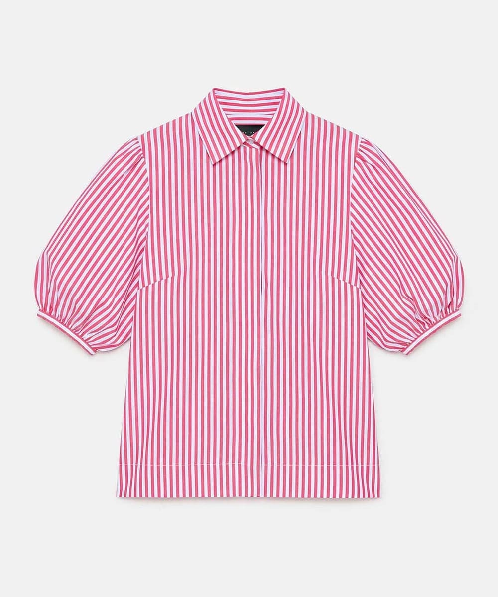 VZBGD02340 TARA JARMON(タラ ジャーモン) ワイドストライプブラウス レッド