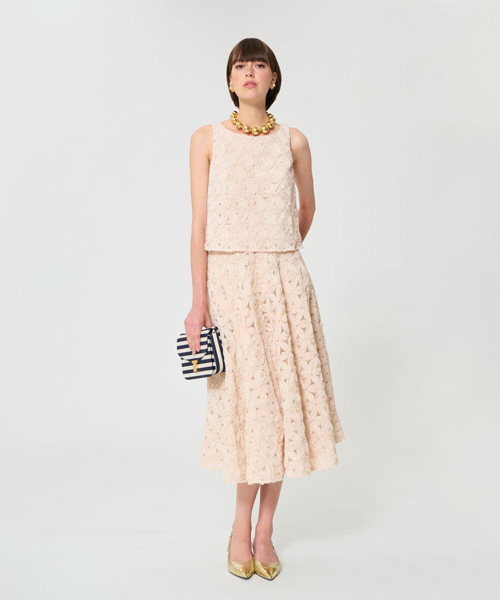 VZBGD03480 TARA JARMON(タラ ジャーモン) フラワーチュールブラウス ベージュ