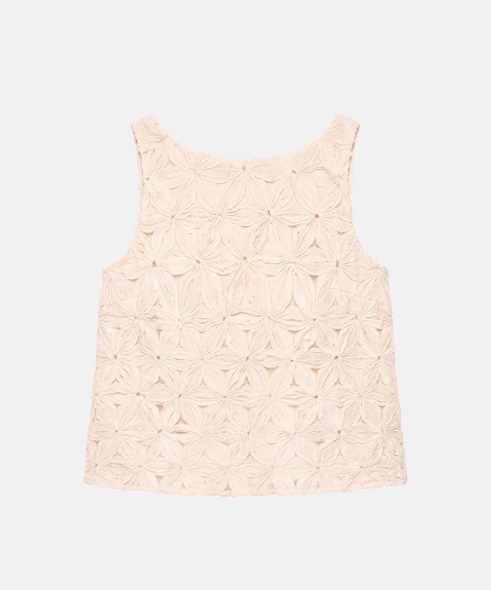 VZBGD03480 TARA JARMON(タラ ジャーモン) フラワーチュールブラウス ベージュ