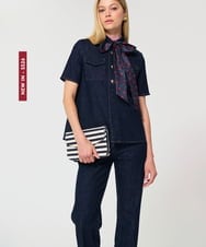 VZBGD05340 TARA JARMON(タラ ジャーモン) 【メディア着用】デニムブラウス ネイビー