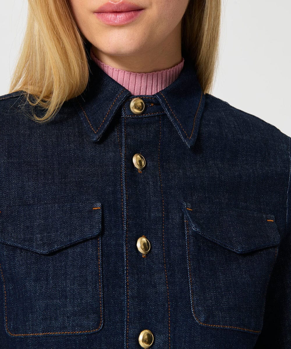 VZBGD05340 TARA JARMON(タラ ジャーモン) デニムブラウス ネイビー