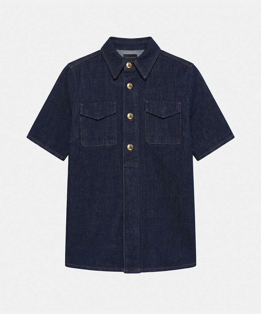 VZBGD05340 TARA JARMON(タラ ジャーモン) デニムブラウス ネイビー