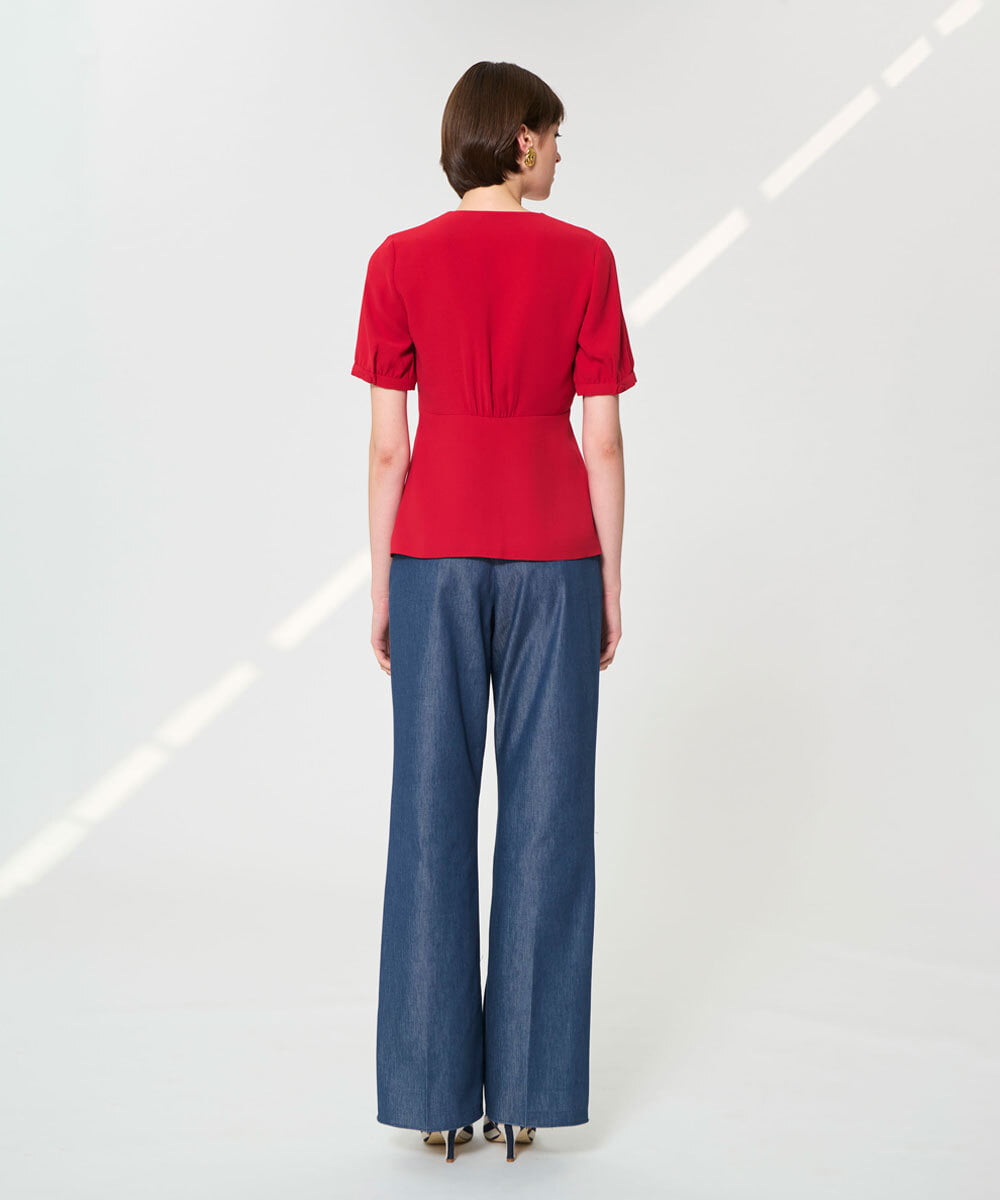 VZBGD06300 TARA JARMON(タラ ジャーモン) クレープブラウス レッド