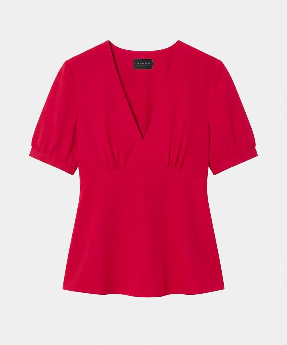 VZBGD06300 TARA JARMON(タラ ジャーモン) クレープブラウス レッド