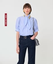 VZBGD09330 TARA JARMON(タラ ジャーモン) マスキュリンストライプブラウス スカイブルー