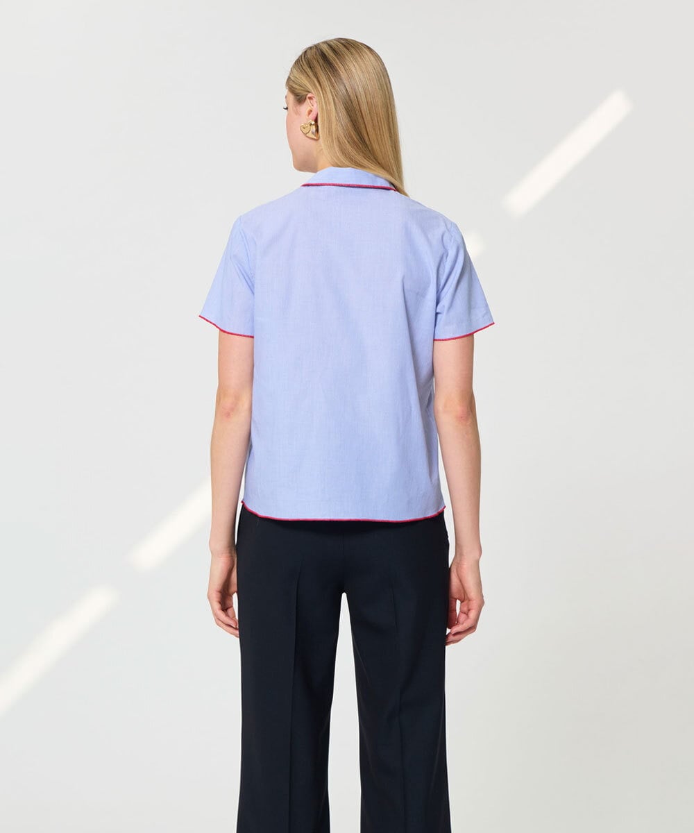 VZBGD10300 TARA JARMON(タラ ジャーモン) マスキュリンストライプシャツ スカイブルー