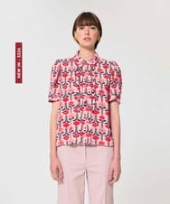 VZBGD11440 TARA JARMON(タラ ジャーモン) レトロブルームプリントブラウス ペールピンク