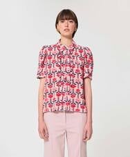 VZBGD11440 TARA JARMON(タラ ジャーモン) レトロブルームプリントブラウス ペールピンク