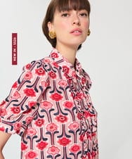 VZBGD11440 TARA JARMON(タラ ジャーモン) レトロブルームプリントブラウス ペールピンク