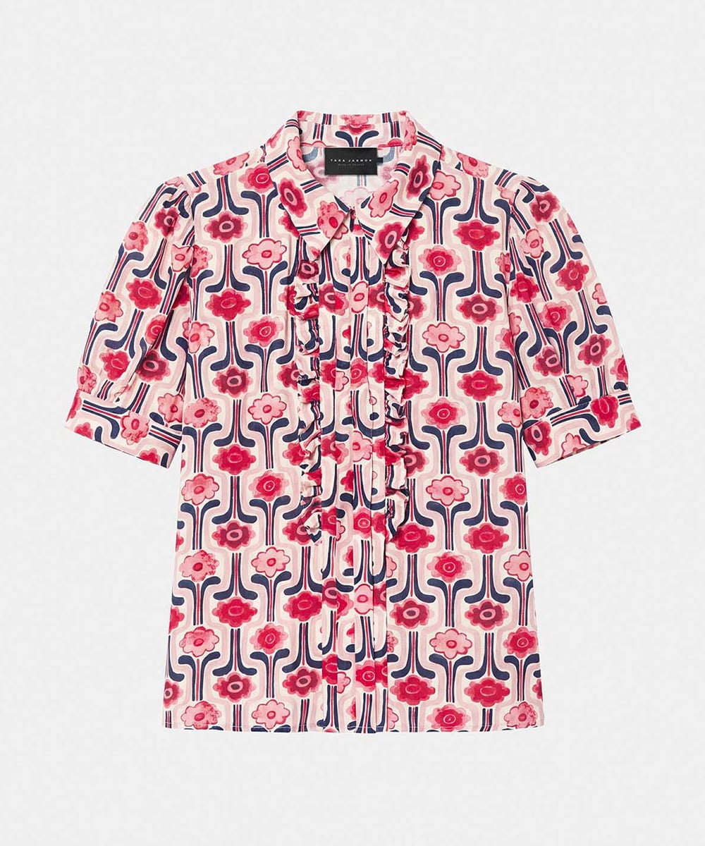 VZBGD11440 TARA JARMON(タラ ジャーモン) レトロブルームプリントブラウス ペールピンク