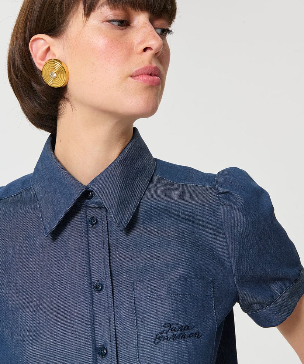 VZBGD13360 TARA JARMON(タラ ジャーモン) ライトデニムブラウス ライトブルー