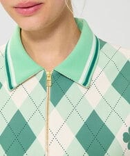 VZBGD16430 TARA JARMON(タラ ジャーモン) アーガイルクローバープリントブラウス グリーン