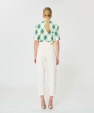 VZBGD16430 TARA JARMON(タラ ジャーモン) アーガイルクローバープリントブラウス グリーン