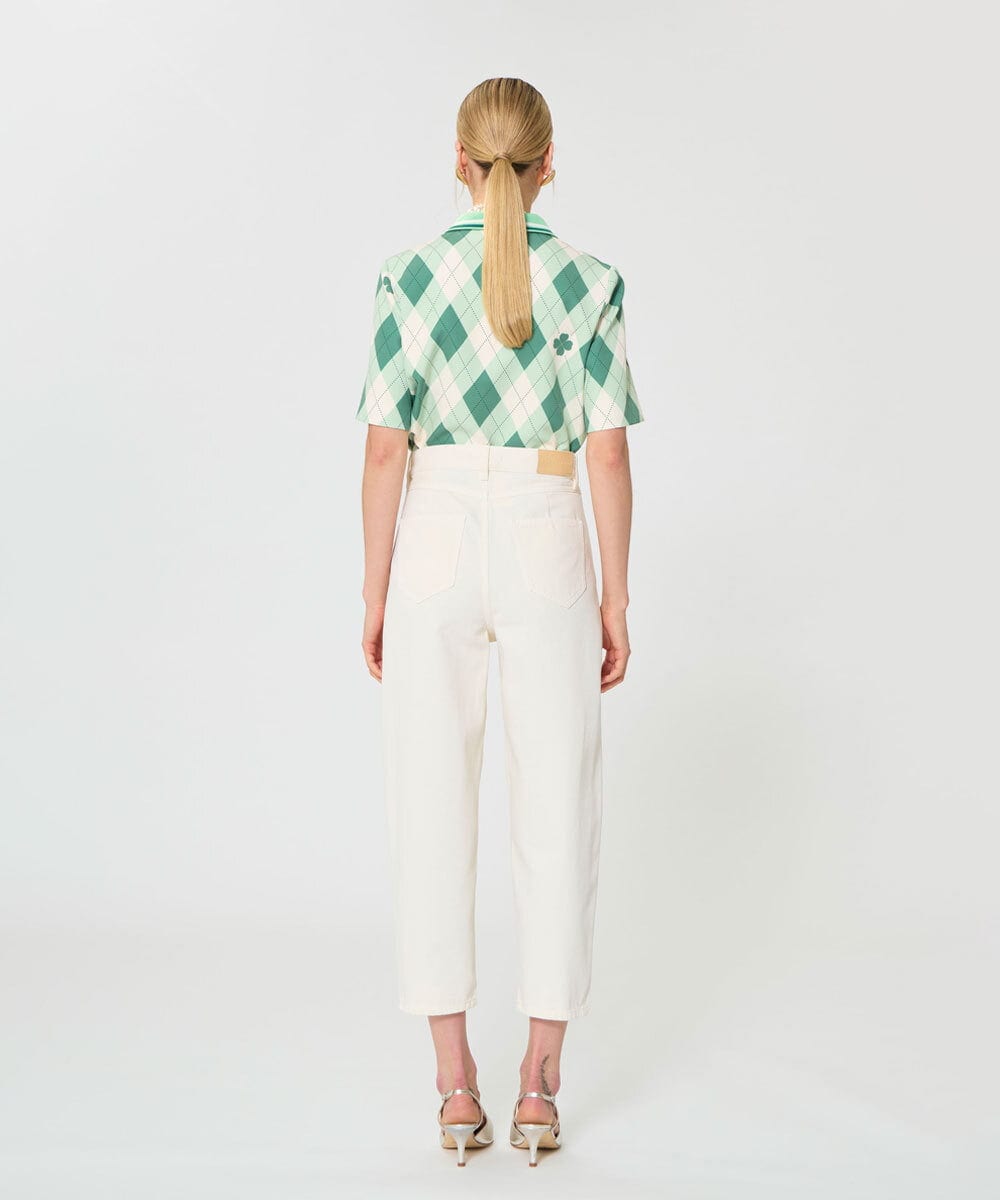 VZBGD16430 TARA JARMON(タラ ジャーモン) アーガイルクローバープリントブラウス グリーン