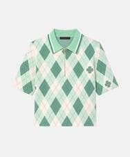 VZBGD16430 TARA JARMON(タラ ジャーモン) アーガイルクローバープリントブラウス グリーン