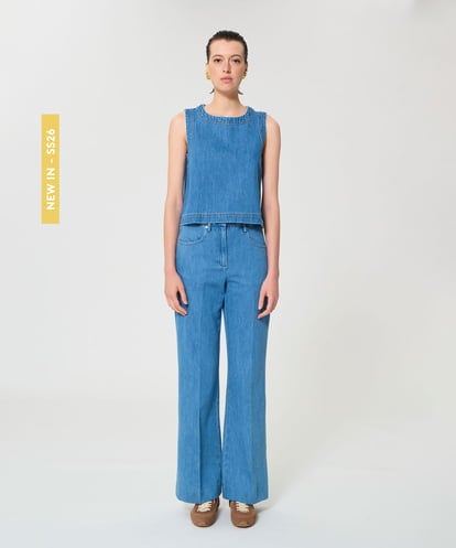 VZBGD18320 TARA JARMON ウォッシュデニムブラウス