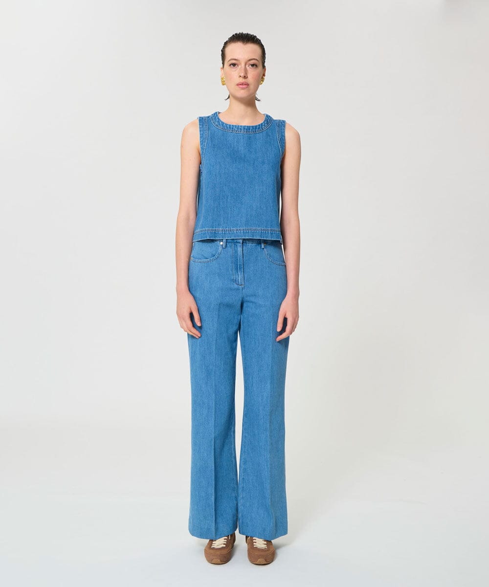 VZBGD18320 TARA JARMON(タラ ジャーモン) ウォッシュデニムブラウス ブルー