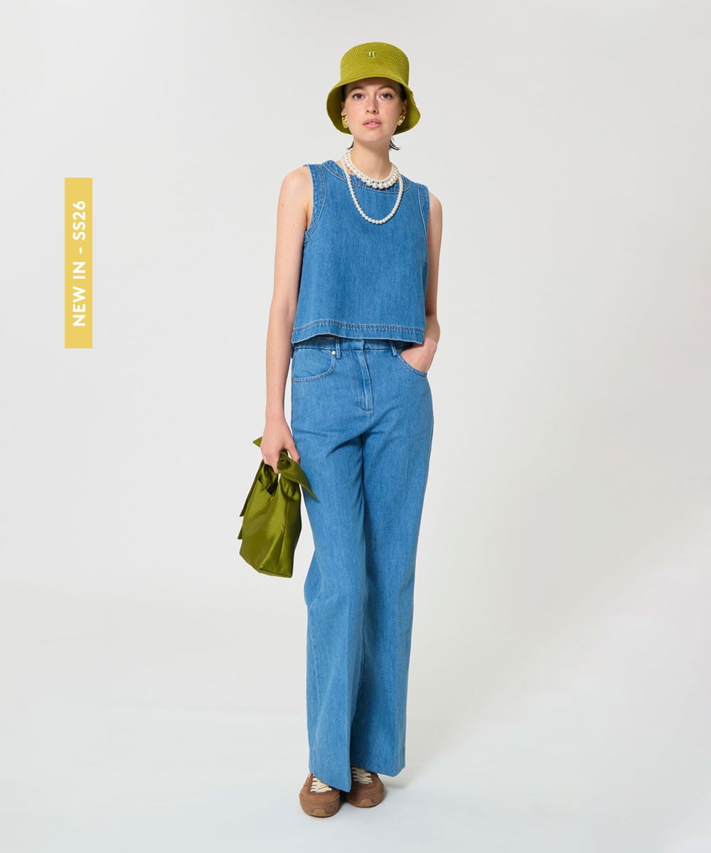 VZBGD18320 TARA JARMON(タラ ジャーモン) ウォッシュデニムブラウス ブルー