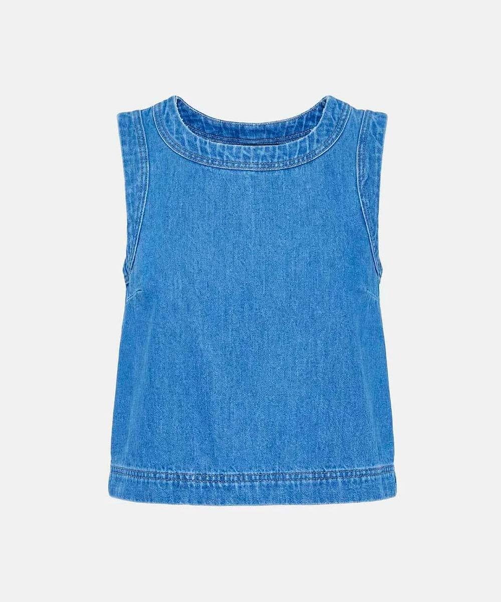 VZBGD18320 TARA JARMON(タラ ジャーモン) ウォッシュデニムブラウス ブルー