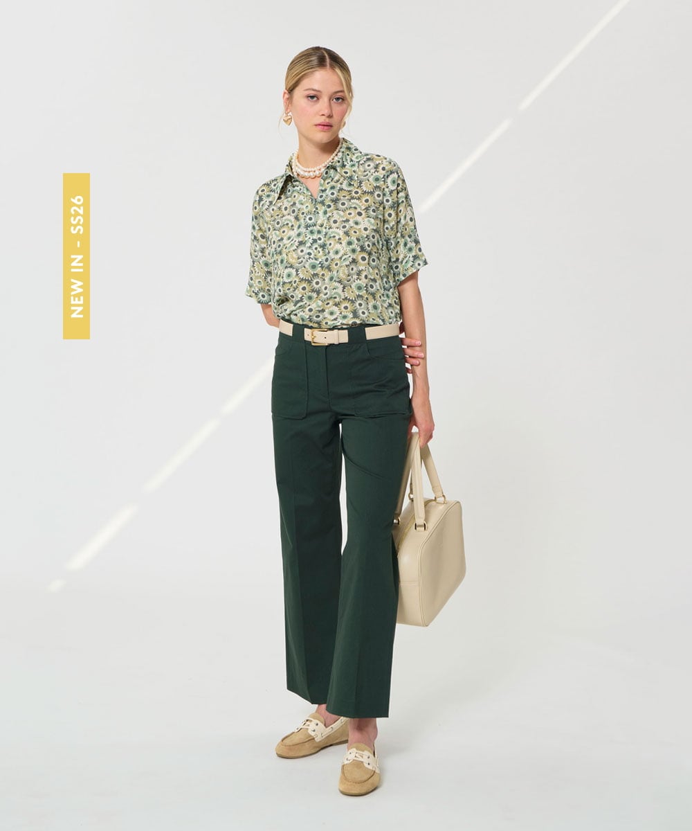 VZBGD20390 TARA JARMON(タラ ジャーモン) デイジーガーデンプリントブラウス グリーン