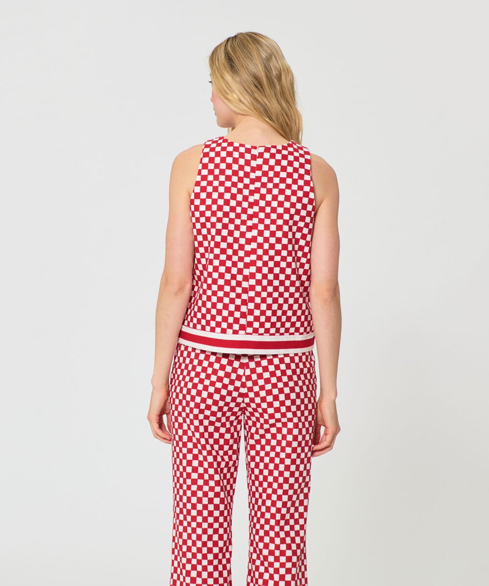 VZBGD24390 TARA JARMON(タラ ジャーモン) ダミエキャンバスブラウス レッド