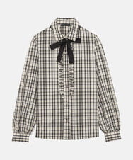 VZBGU02300 TARA JARMON(タラ ジャーモン) 【ドラマ着用】Graphite checks blouse ブラック