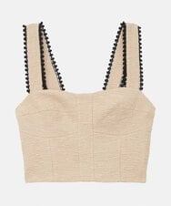 VZBGU03360 TARA JARMON(タラ ジャーモン) 【メディア着用】Slubbed tweed top ベージュ