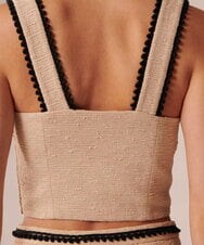 VZBGU03360 TARA JARMON(タラ ジャーモン) 【メディア着用】Slubbed tweed top ベージュ