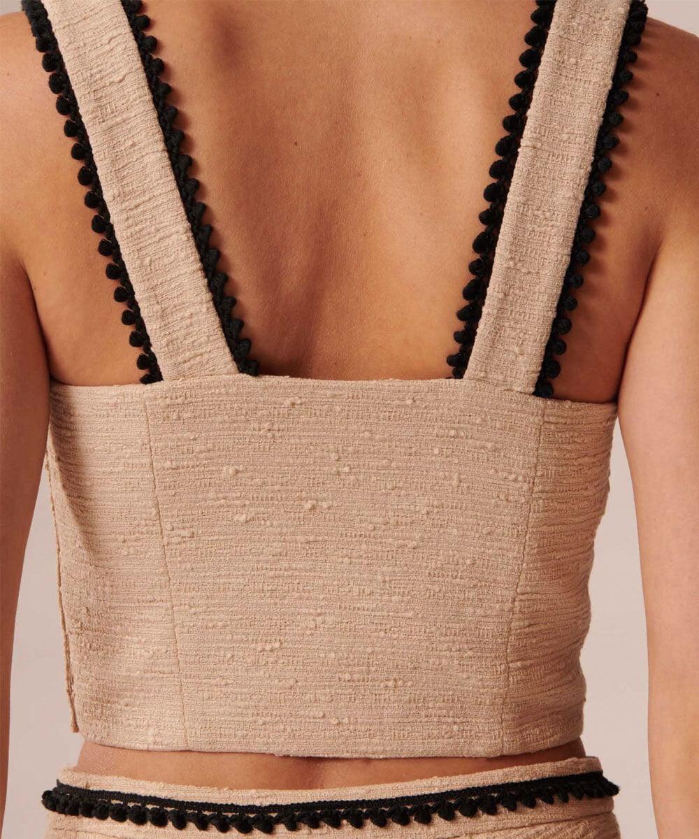 VZBGU03360 TARA JARMON(タラ ジャーモン) 【メディア着用】Slubbed tweed top ベージュ