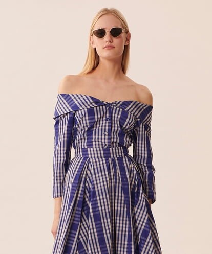 VZBGU11340 TARA JARMON Madras taffeta blouse