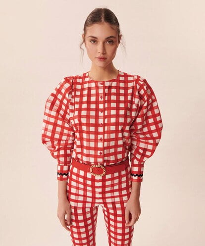 VZBGU12280 TARA JARMON Country gingham blouse