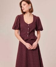 VZBGX24360 TARA JARMON(タラ ジャーモン) フレンチエンブロイダリーブラウス チョコレートブラウン